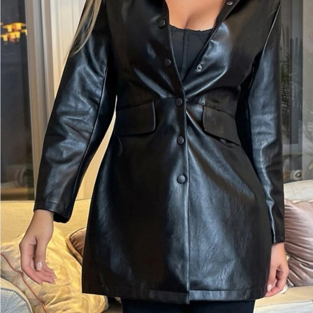 New black faux leather lined jacket - Picture 5 of 7
